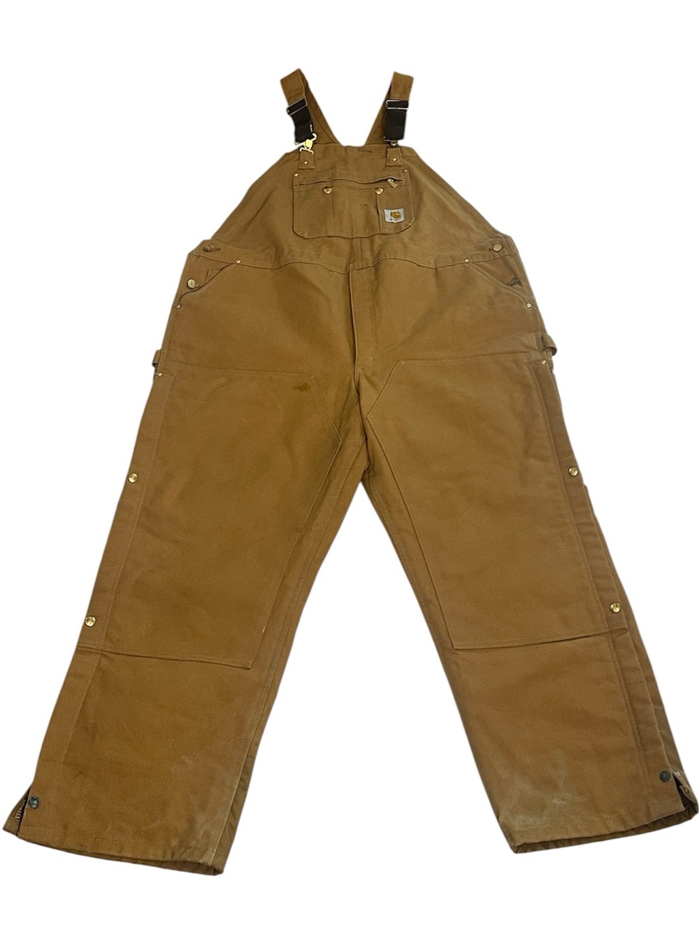 Carhartt Brown 50x30 Duck Bib Overalls Quilted Canvas Workwear Greasy Trucker